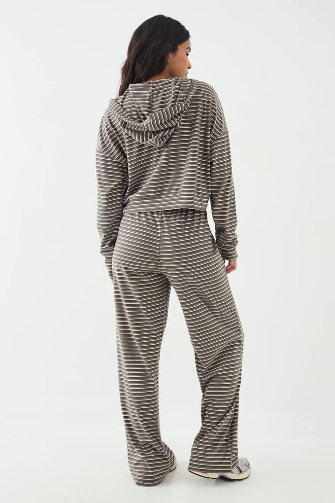 Dames DSGN Studio Zachte Streep Rechte Pijp Pantalon | Houtskool | Maat: 2XL