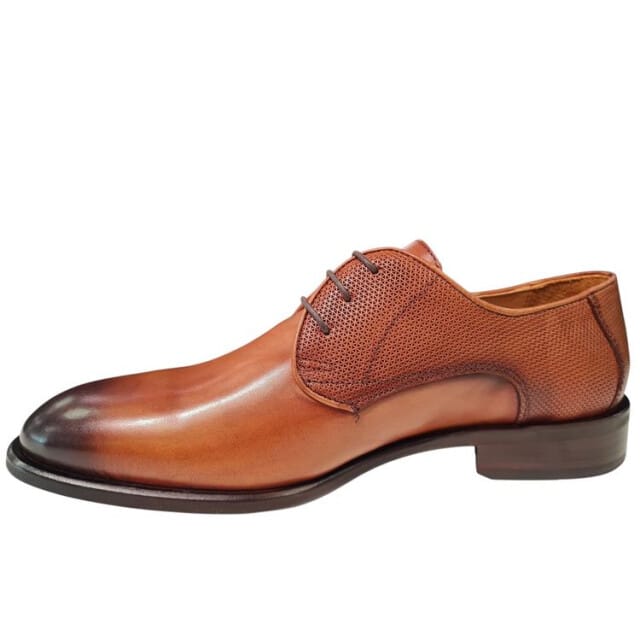 Melik Ranzek Cognac Leren Heren Geklede Veterschoenen - Cognac - 46