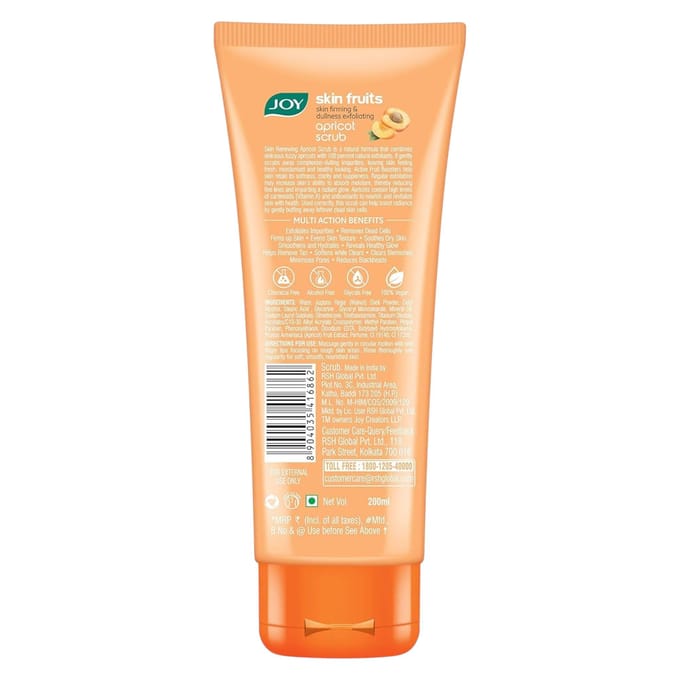 Joy Gommage Visage et Corps Abricot & Noix 200ml Pack de 1 | Exfoliant Anti-Points Noirs Pour une Peau Éclatante white