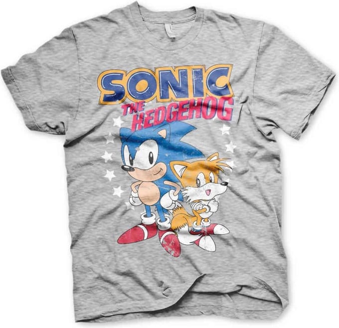 Sonic The Hedgehog Heren Tshirt -M- Sonic & Tails Grijs
