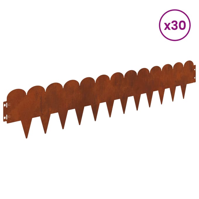 vidaXL - Gazonrand - 30 - st - 103 - x - 20 - cm - Staal - Roestig