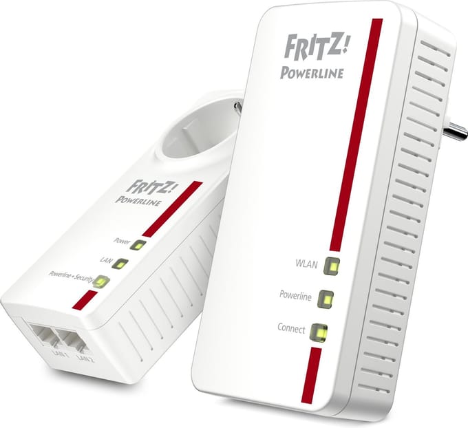 FRITZ!Powerline 1260 Set - Powerline-adapter - 1200 Mbps - WiFi 5 - 400 + 866 Mbps - 2-Pack
