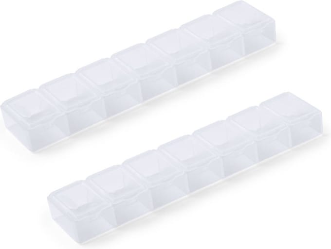 2x Medicijnen doos/pillendoos 7 daags transparant 15 cm - Drogisterij/persoonlijke verzorging accessoires