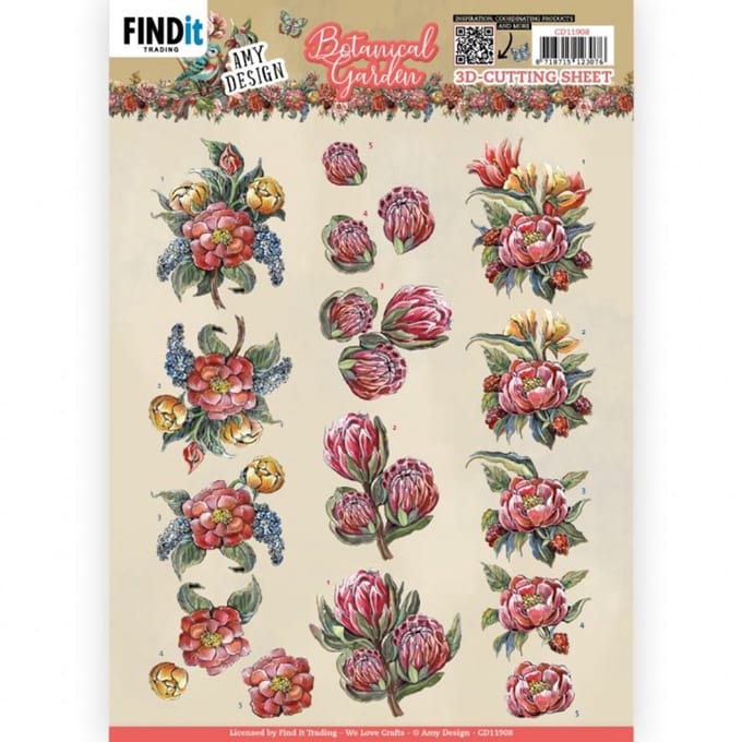 3D Cutting Sheets - Amy Design - Botanical Garden - Red Protea 1 stuks