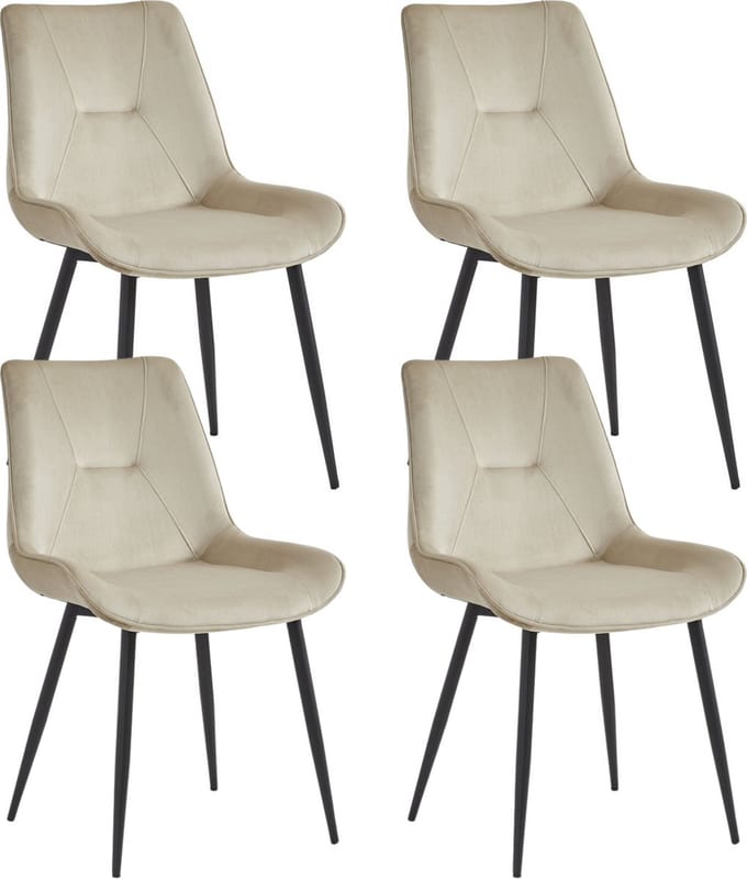 Colenis® - Zerda Eetkamerstoel - Set Van 4 - Beige - Velvet - Industrieel - Stoel