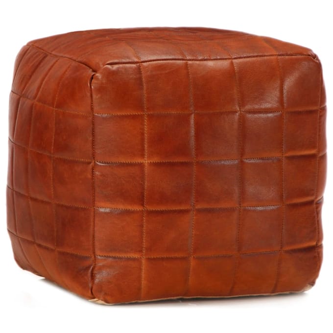 vidaXL - Poef - 40x40x40 - cm - echt - geitenleer - tan
