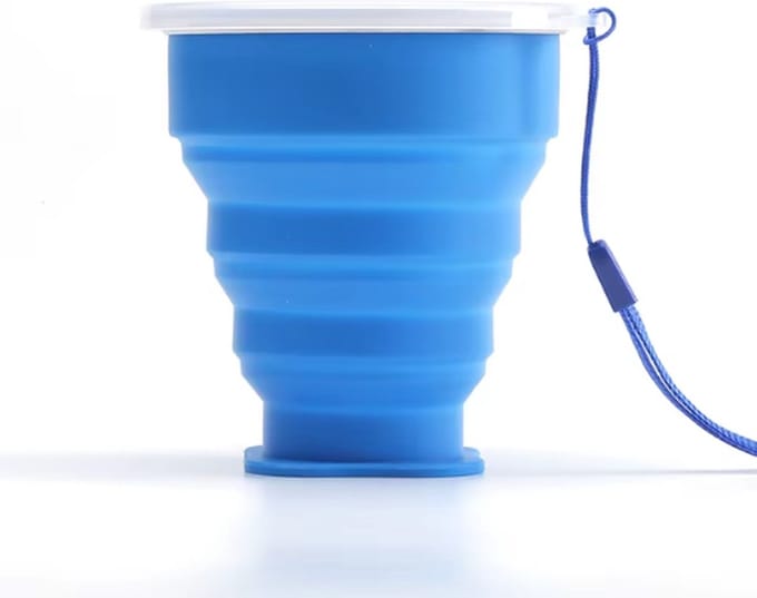 Scoby - Opvouwbare Beker - Siliconen Reisbeker - Collapsible Cup - 200ml - Blauw