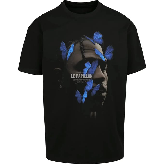 Mister Tee - Le Papillon Oversize Heren Tshirt - S - Zwart