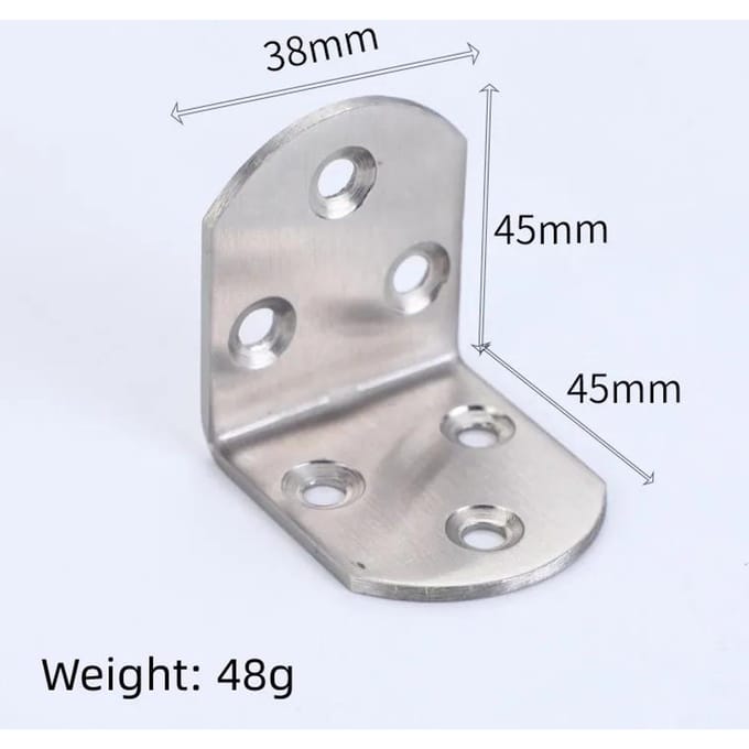 Lot de 4 connecteurs d'équerres d'angle droites en acier inoxydable en forme de L, support à angle droit, fixation de meubles, matériel renforcé
