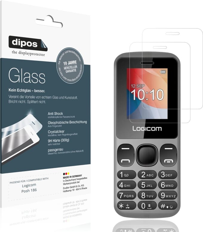 dipos – 2x Pantserfolie geschikt voor Logicom Posh 186 | 9H Screenprotector