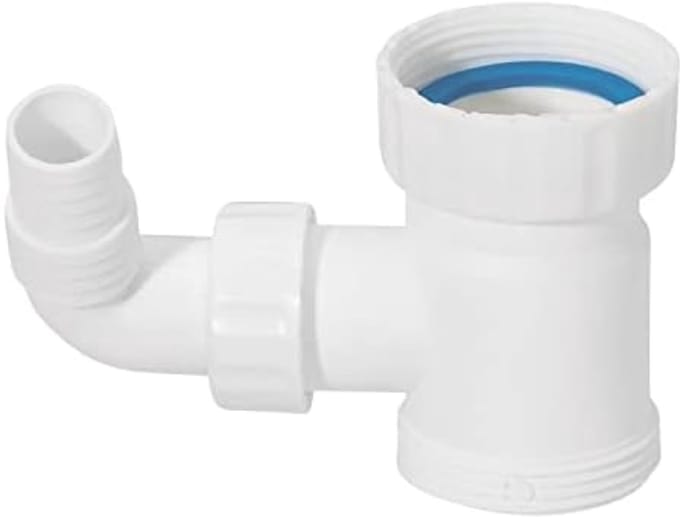 Hoekstekker voor wasmachine, 1 1/2 inch, recht, wit
