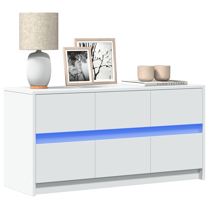 vidaXL - Tv-meubel - met - LED - 100x34x50 - cm - bewerkt - hout - wit
