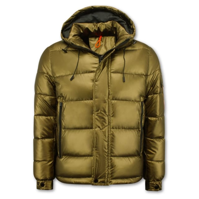 Goudkleurige Puffer Jas Heren met Capuchon