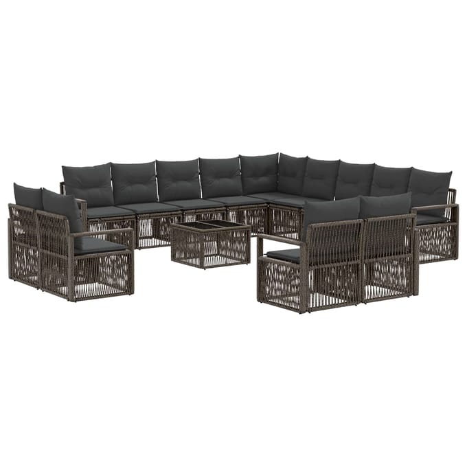 vidaXL - Tuinbank - Set - 14 - st - Grijs - poly - rattan
