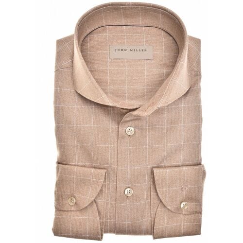 John Miller Overhemd Tailored Herringbone Check Bruin / male