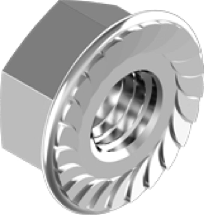 RVS zeskant flensmoer met vertanding A2 M6 per 10 stuks