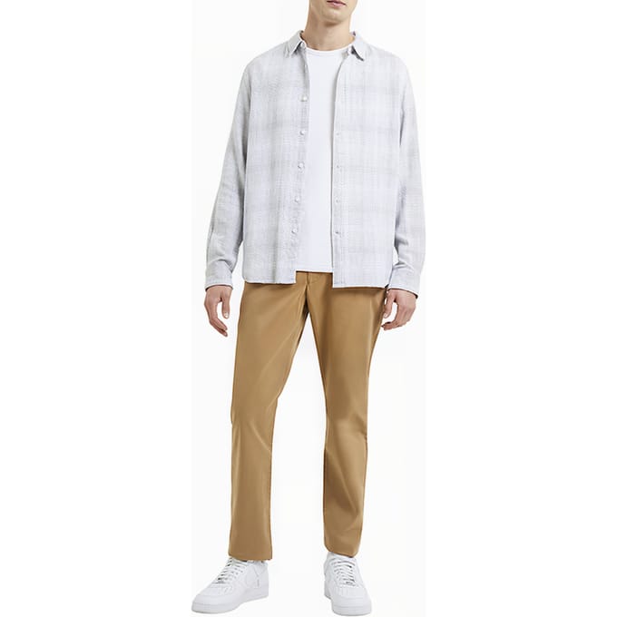French Connection Berrow Dobby Cotton Shirt White Maat: S | Casual Overhemden Outlet | Heren | Beige