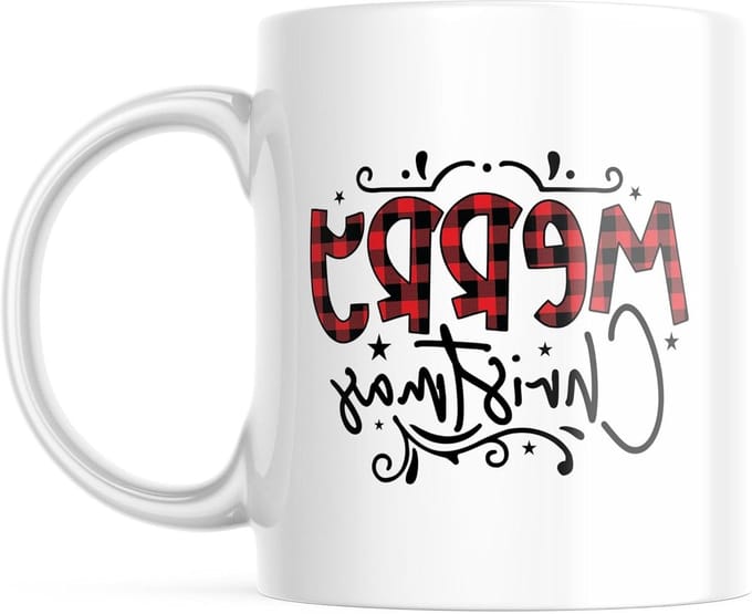 Kerst Mok - Feestelijke Beker - Warme Dranken - Rustiek Ontwerp - 330 ml - Rood Zwart