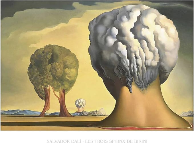 Kunstdruk Salvador Dali - Les Trois Sphinx de Bikini 80x60cm