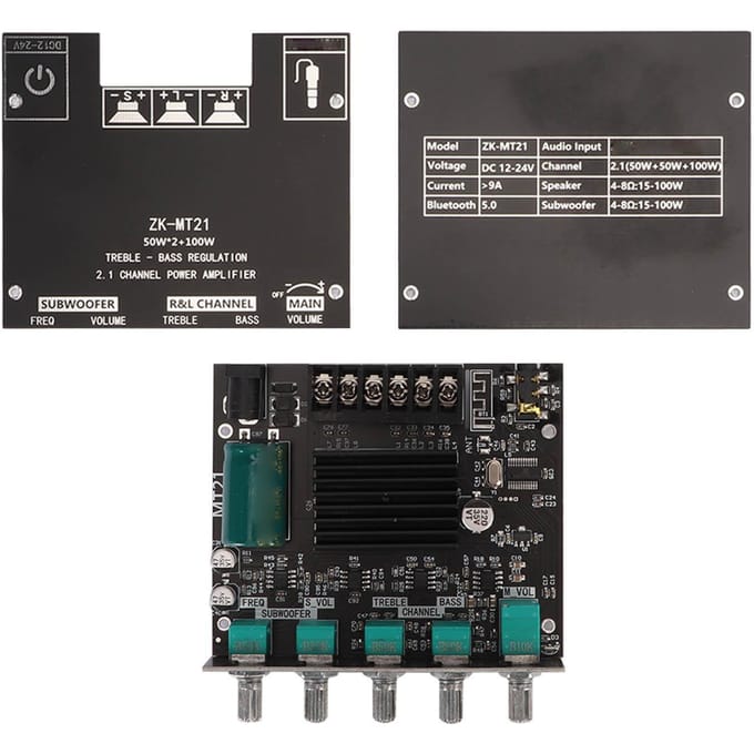 ZK MT21 Bluetooth Eindversterkerbord 2.1 Kanaal DC 12V‑24V Geluidsvermogen Versterkermodule voor