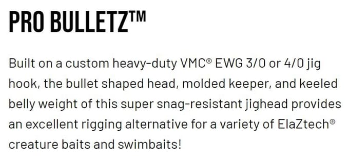 Zman Jighead Pro BulletZ 1/8 oz Maat 4/0 3/pak Zwart (5803) white