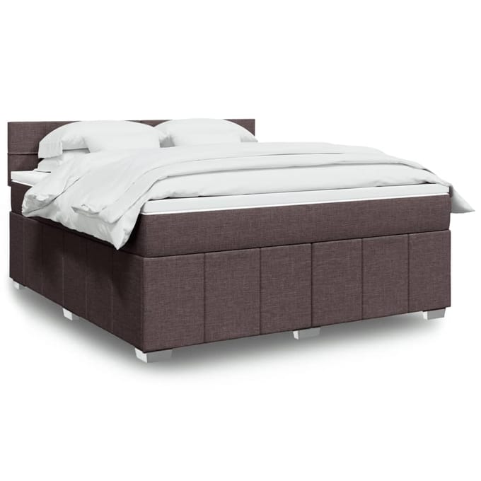 vidaXL - Boxspring - met - matras - stof - donkerbruin - 180x200 - cm