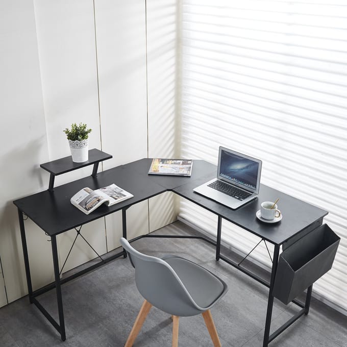 Lina® Bureau - Computertafel - Bureautafel - Computerbureau - Zwarte Hoekbureau - 130x130x75cm