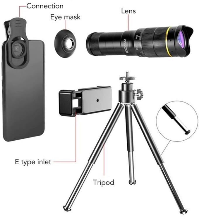 SPHProducts - Telefooncameralens - 32x Zoomlens - Draagbare Clip op