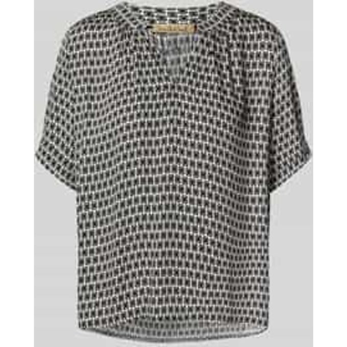 Blouseshirt van viscose met 1/2-mouwen en V-hals