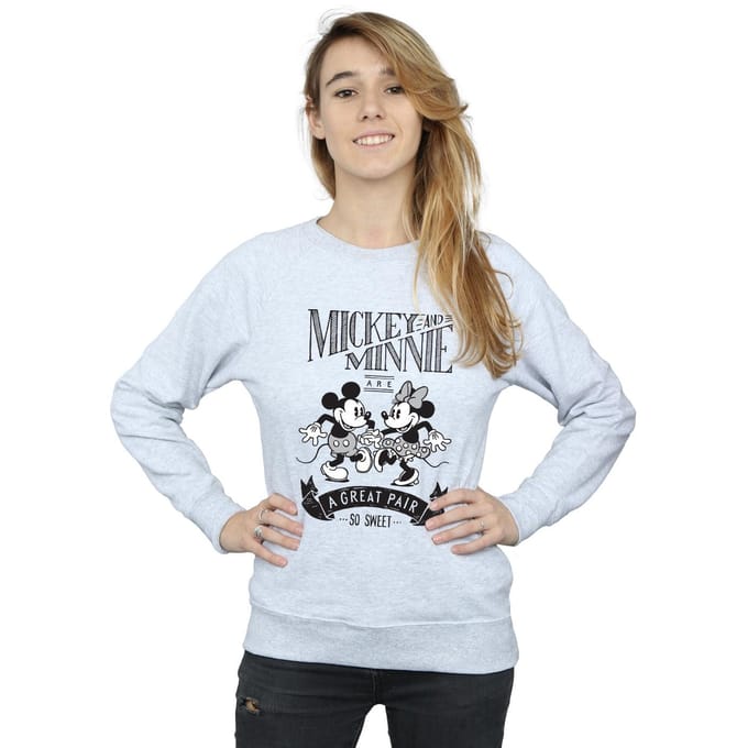 Disney Dames/Dames Mickey en Minnie Mouse Groot Paar Sweatshirt (Heide Grijs)