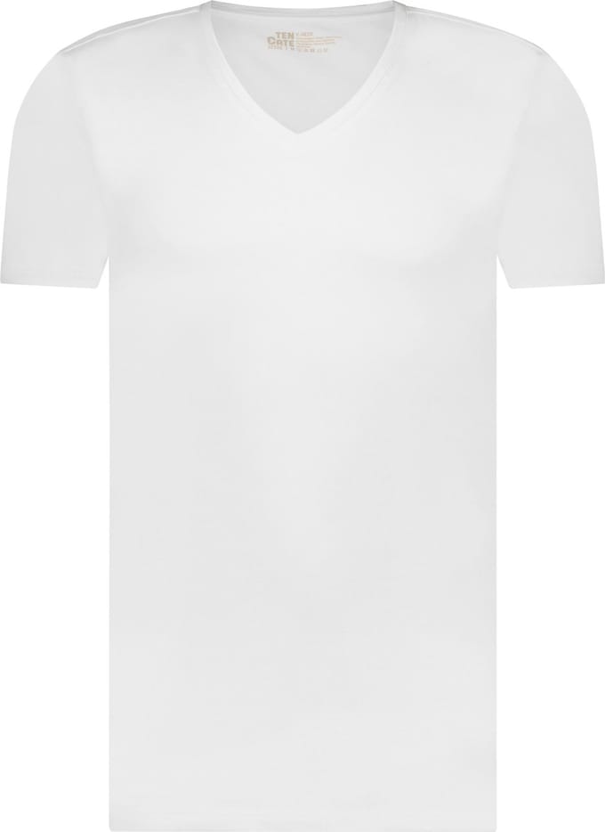 Ten Cate Basics organic cotton stretch t-shirt v-hals wit 2-pack voor Heren | Maat S