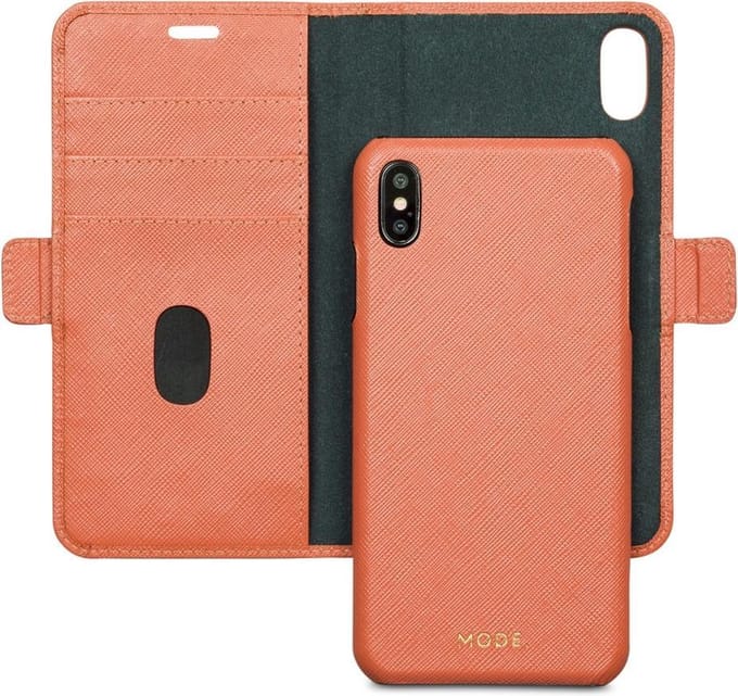 iPhone Xs Max Bookcase hoesje - dbramante1928 - Effen Roze - Leer