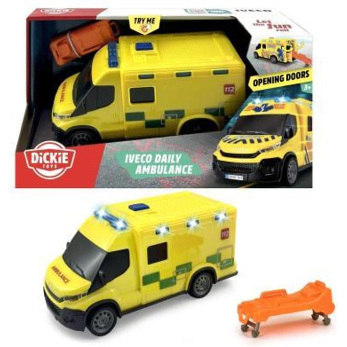 Dickie Iveco Daily Ambulance BE met brancard 1:32 18cm Voertuigen Speelgoed voertuigen Diverse speelgoedvoertuigen
