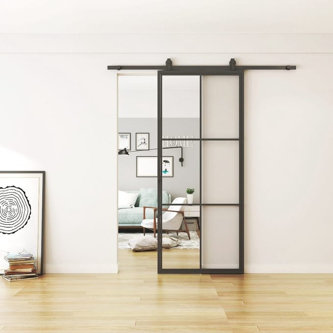 Schuifdeur - Staal - 6 Vlaks - Helder Glas