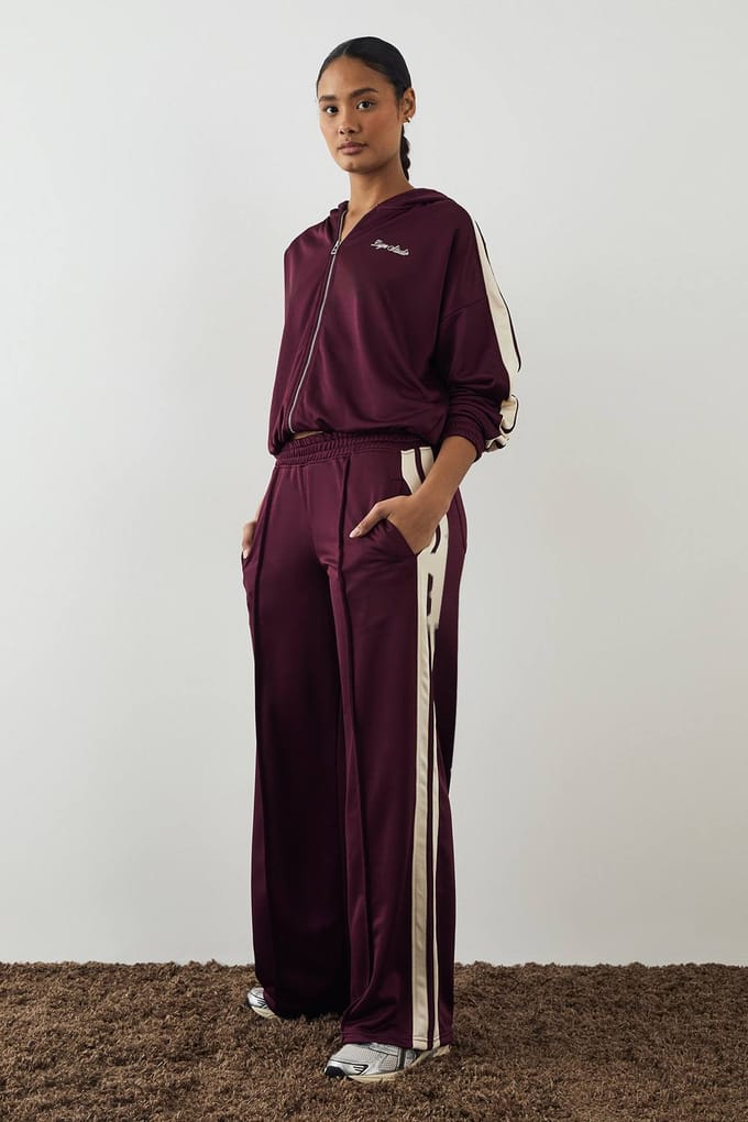 Dames DSGN Studio Tricot Zip Through Hoodie | Bordeaux Rood | Maat: Large