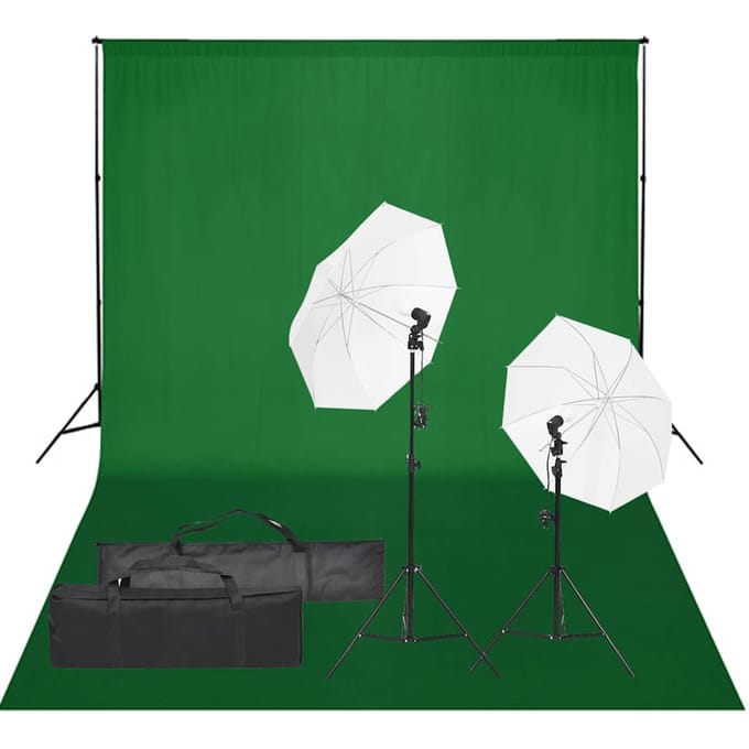 vidaXL - Fotostudioset - met - verlichtingsset - en - achtergrond