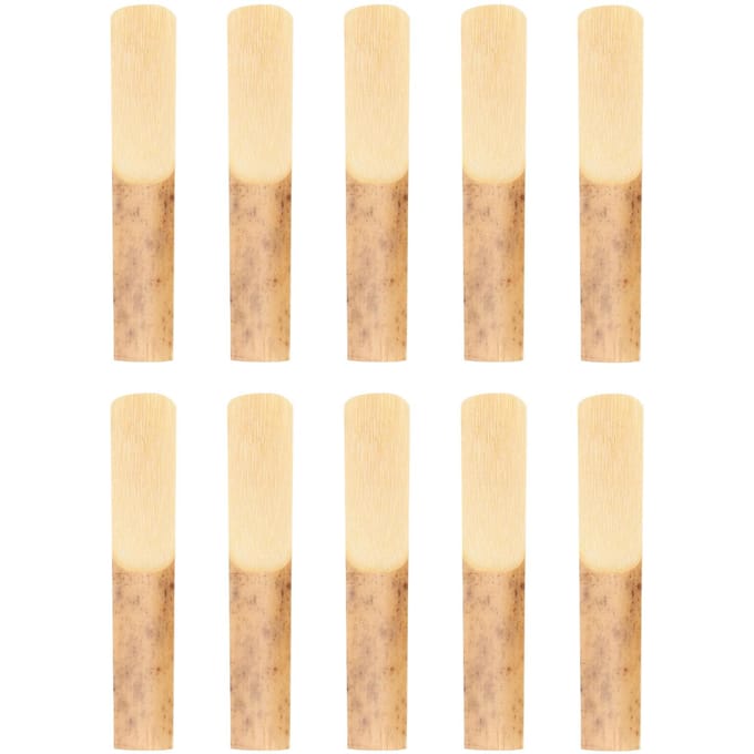 Lot de 10 anches de clarinette avec protection plastique en bambou pour saxophone si bémol 2,5 beige