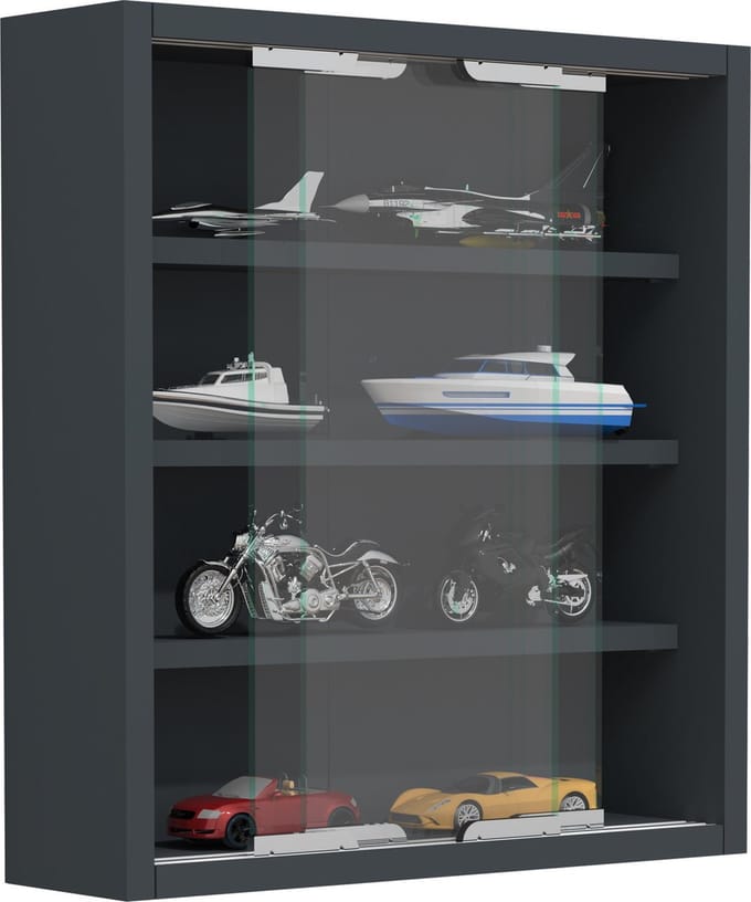 Houten glazen wandvitrine Wandvitrine Verzamelvitrine Agisa S