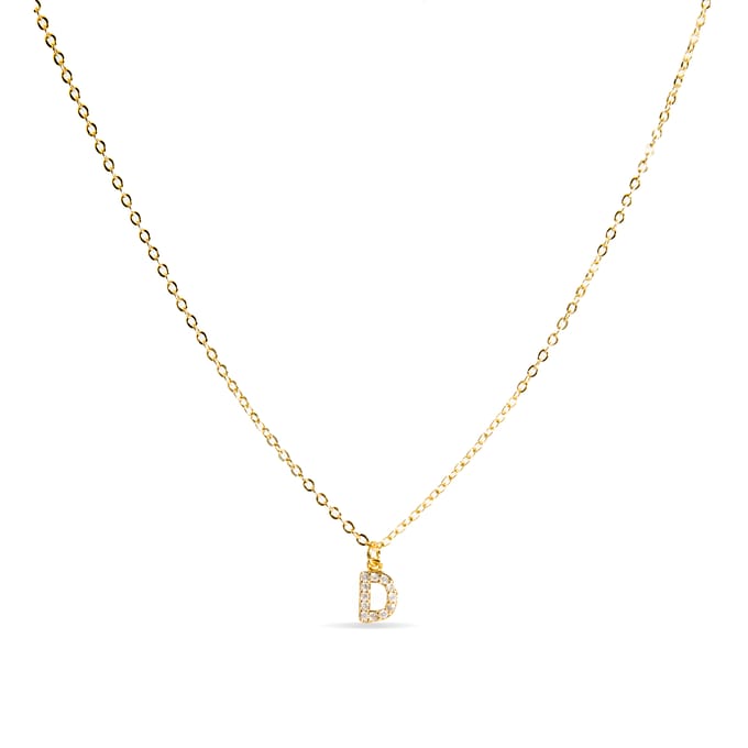 Luxenter ketting met schitterende zirkonia 18k gouden afwerking - Alfabet D beige