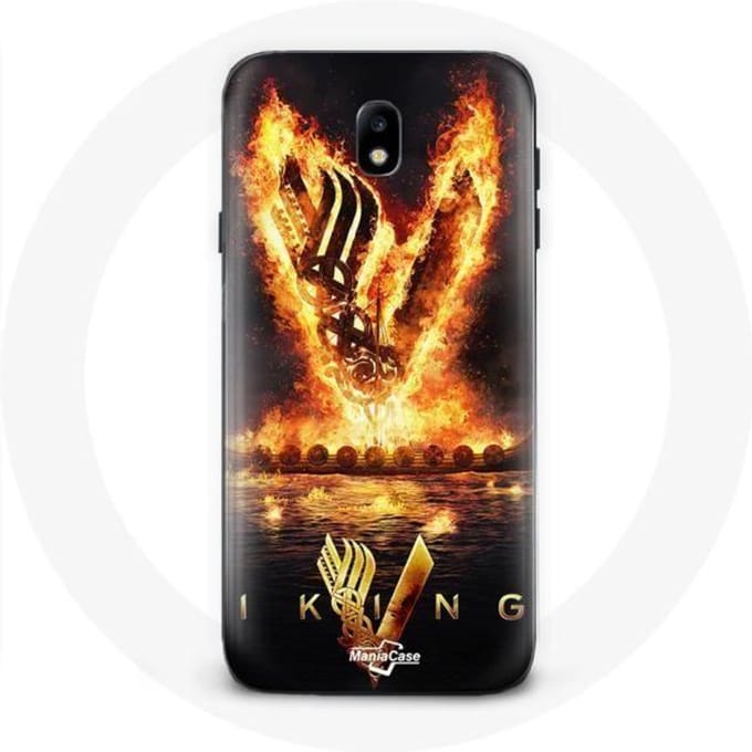 Coque - Vikings - Samsung Galaxy S5 - Logo V - Épée de Feu - Noir noir