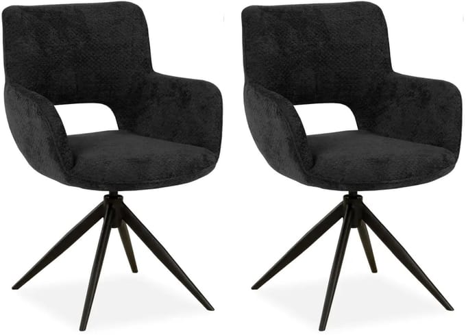 MX Sofa - Eetkamer stoel Darwin - Antraciet (set van 2 stuks)