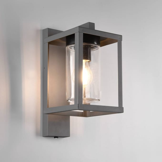 TRIO LUNGA - Wandlamp - Antraciet - excl. 1x E27 4 W - Schemersensor - Buitenverlichting - IP44