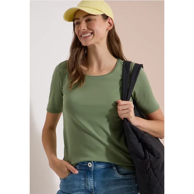 Basic Shirt met ronde hals in effen kleur