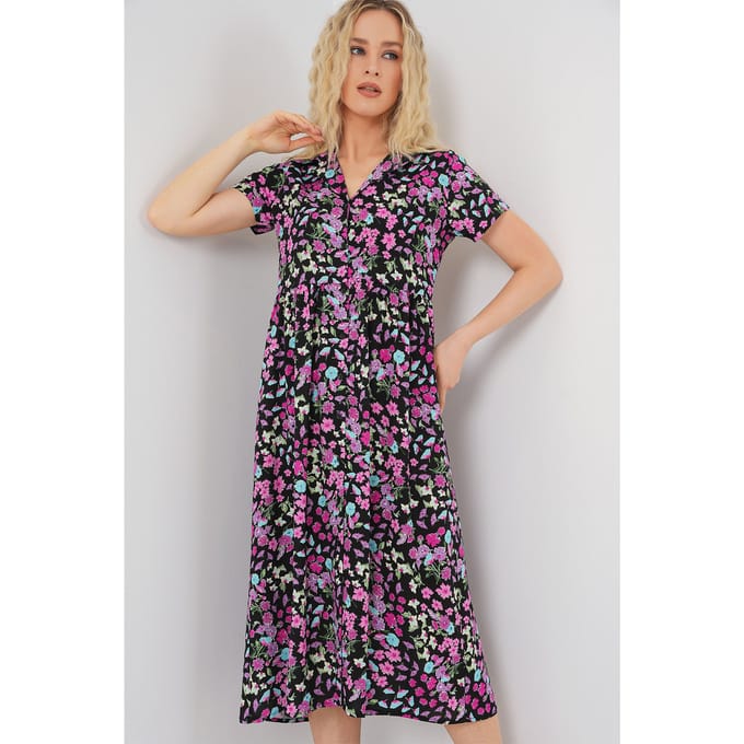 Bloemen Midi-jurk met Heupdraagkraag