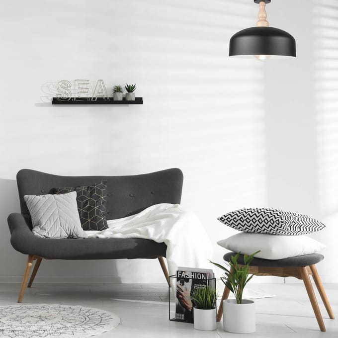 Lamkur Plafondlamp Gina, zwart, 39 cm, metaal