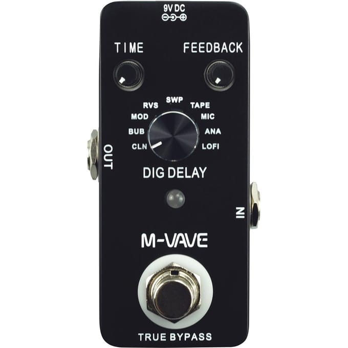 M-VAVE DIG DELAY Digitaal delay gitaareffectpedaal met 9 delay-effecten True Bypass, volledig metalen omhulsel zwart