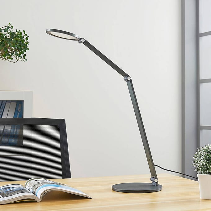 Lucande LED bureaulamp Mion, 41 cm, rond, dimbaar