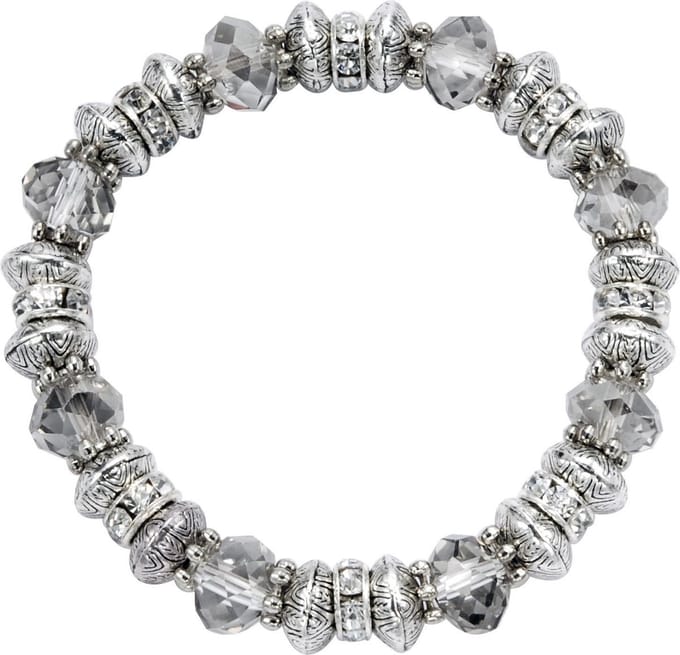 Behave - Rekarmband grijs zilverkleur kralen - chic - 16 cm