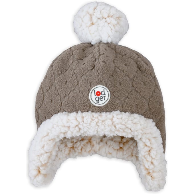 Kindermutsje winter - bruin - 1-2 Jaar - fleece voering - pompon