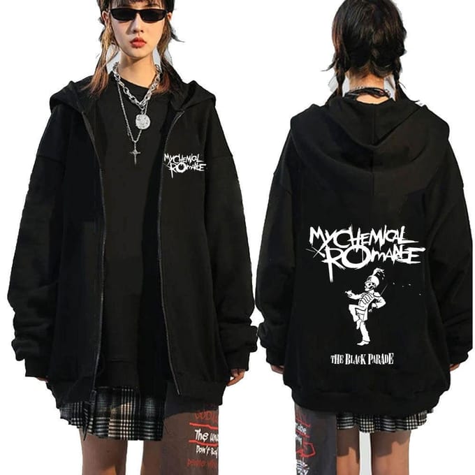 Chemical Romance Mcr Dode Rits Trui Zwart Parade Punk Emo Rock Rits Sweatshirt Mannen S zwart